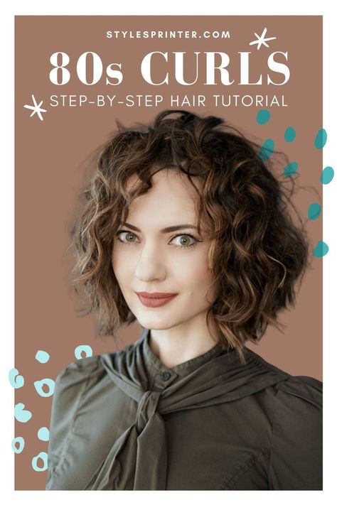 80s Curls | Step-by-Step Hair Tutorial - 80s Hairstyle Curly Hair 80s, 80s Curls, 80s Curly Hair, 80s Short Hair, 1980s Makeup And Hair, 80's Hairstyle, Hairstyles For Gowns, Teased Hair, 80s Hair