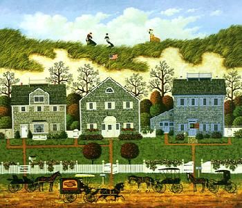 Nantucket Winds Charles Wysocki, Custom Framed Art, Ski Vintage, Nantucket Style, Arte Folk, Folk Art Paintings, Americana Art, Horse And Buggy, John William Waterhouse