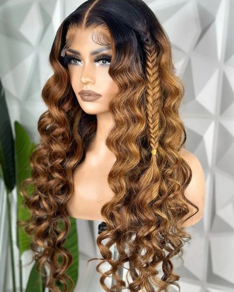 Blonde Wand Curls, Shaved Side Hairstyles, Redken Color, Deep Wave Hairstyles, Colored Wigs, Bouncy Curls, Lace Closure Wig, Closure Wig, Wand Curls