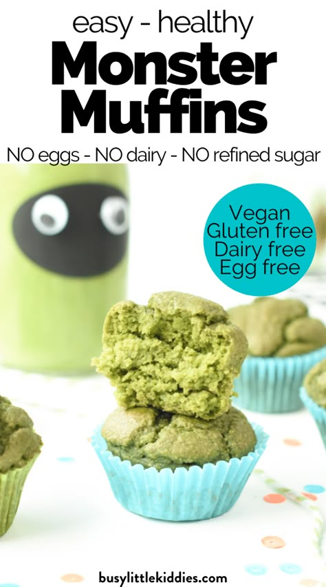 Egg Free Healthy Muffins, Blw Muffins Egg Free, Egg Free Spinach Muffins, Vegan Blender Muffins, Dairy And Egg Free Toddler Meals, Green Monster Muffins, Egg Free Muffins For Baby, Egg Free Recipes For Toddlers, Vegan Spinach Muffins