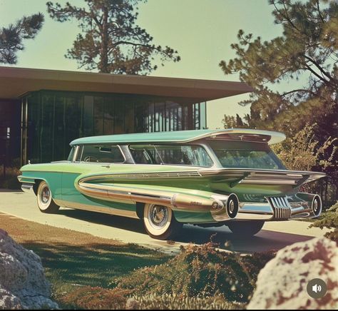 Retro Futurism Car, Vintage Futurism Aesthetic, Sailboat Trailer, Retro Vehicles, Vintage Futurism, Auto Illustration, Disney Minimalist, 1950s Car, Fantasy Cars