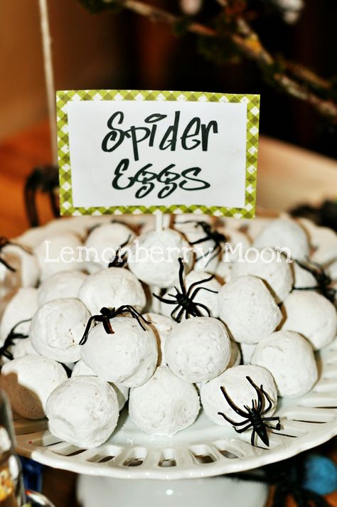 Spider Eggs, Breakfast Birthday, Hallowen Ideas, Spiderman Birthday Party, Spiderman Party, Party Plan, Spooky Treats, Donut Holes, Halloween Goodies