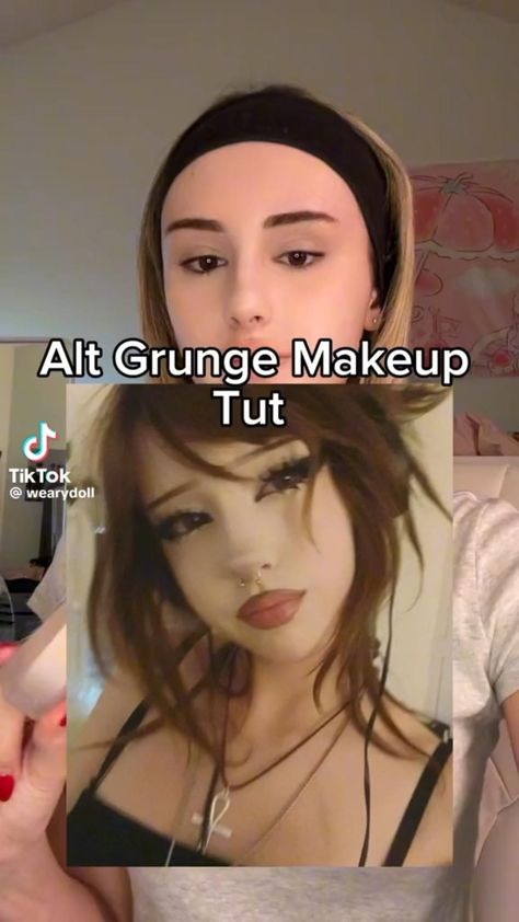 Cute Emo Makeup, Emo Eye Makeup, Grunge Makeup Tutorial, Goth Makeup Tutorial, Dark Makeup Looks, Alt Makeup, Makeup Tuts, Alt Grunge, Graphic Makeup