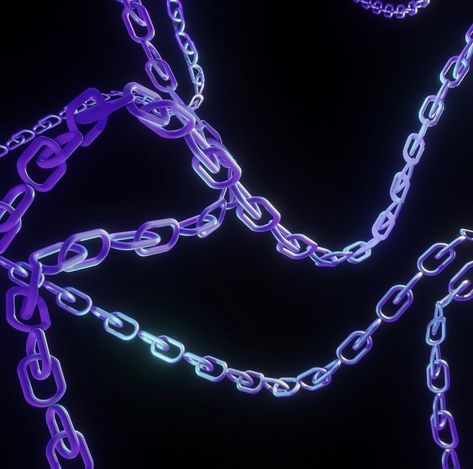 Graphic designed 3D rendered metallic purple and turquoise chains against a black background, made on Blender Cyberpunk Cover Photo, Purple Chains Aesthetic, Background For Album Cover, Cyberpunk Album Cover, Hyperpop Graphic Design, Hyperpop Album Cover, Y2k Album Cover Design, Graphic Album Cover, Graphic Design Cyberpunk