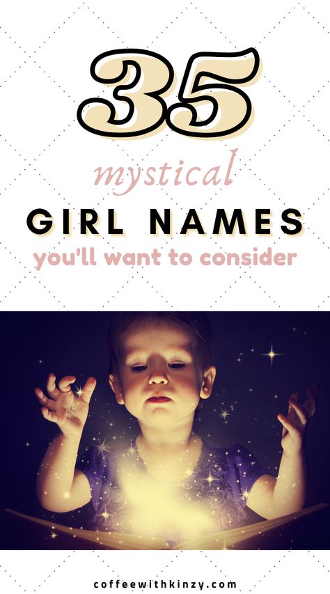 toddler girl opening book with magical sparkles floating up: mystical girl names Ethereal Girl Names, Mystical Girl Names, Mysterious Names, Names For Girls Unique, Ethereal Girl, Unique Baby Girl Names, Mystical Names, Names For Girls