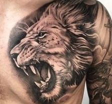 Tiger Tattoo Design Men Chest, Chest Tattoo Designs For Men, Lion Chest Tattoo, Tattoo On Chest, Thigh Tattoo Men, Tato Flash, Lion Art Tattoo, Wolf Tattoos Men, Lion Tattoo Sleeves