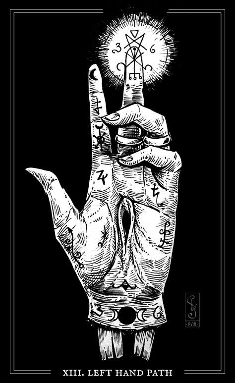 Left Hand Path Art, Occult Hand Tattoo, Severed Hand Tattoo, Severed Hand, Left Hand Path, Danny Gonzalez, Evil Tattoos, Pagan Witch, Occult Art