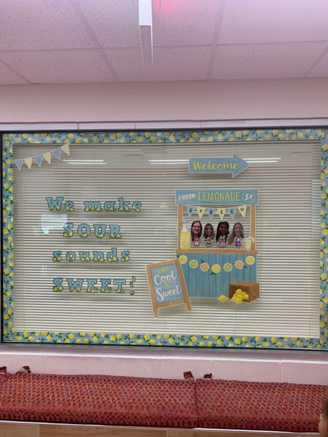 Lemonade Bulletin Board, Lemon Bulletin Board, Speech Bulletin Boards, Summer Bulletin Board, Summer Bulletin Boards, Art Walls, Fresh Lemonade, Lemonade Stand, Speech Therapy