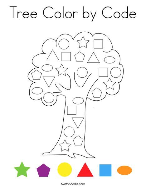 Tree Color by Code Coloring Page - Twisty Noodle French Preschool Activities, Preschool Creative Art, Preschool Color Activities, Lego Tree, Coloring Pages Nature, Shape Coloring Pages, Twisty Noodle, Tree Theme, Theme Activities