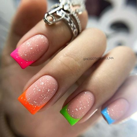 Carnival Nails, French Tip Nail Designs, Romantic Nails, Colorful Nail Art, Fancy Nails Designs, Colorful Nails, French Acrylic Nails, Nail Services, Short Acrylic Nails Designs