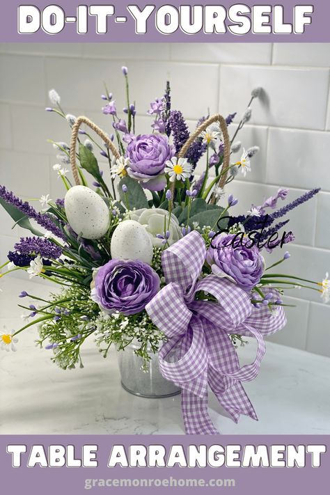 Easter Floral Arrangements Diy, Bunny Floral Arrangements, Easter Flower Arrangements Diy, Easter Floral Arrangements Centerpieces, Spring Arrangements Floral, Easter Centerpieces Table, Easter Arrangements Centerpieces, Easter Arrangements Diy, Easter Table Display