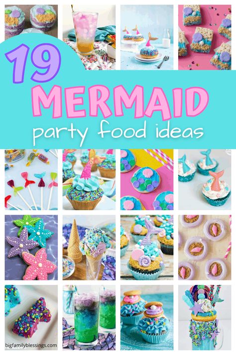 What To Wear To A Mermaid Birthday Party, Mermaid Birthday Ideas Food, Mermaid Cookie Cake Ideas, Mermaid Birthday Party Treats, Mermaid Snack Ideas, Mermaid Themed Snacks, Little Mermaid Themed Food, Little Mermaid Food Ideas, Mermaid Cupcakes Ideas