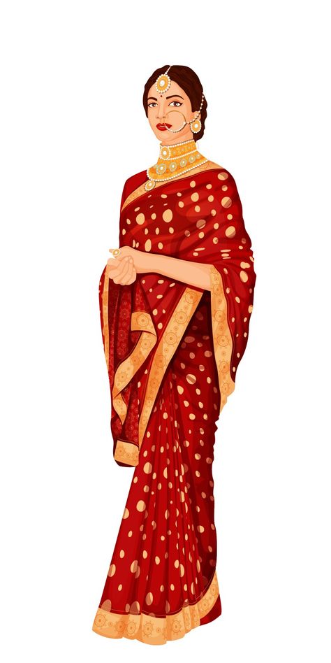 Deepika Padukone Illustration Art, Deepika Padukone Illustration, Saree Caricature, Indian Bride Illustration, Bride Caricature, Saree Illustration, Traditional Indian Wedding Cards, Couple Illustration Wedding, Coreldraw Design