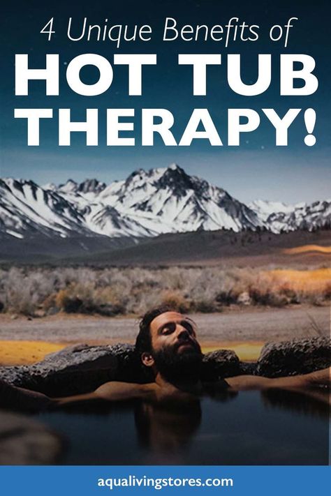 Man in hot tub in front of mountains experiencing hot tub therapy Benefits Of Hot Tubs, Hot Tub Benefits Health, Hot Tub Benefits, Sore Shoulder, Yard Makeover, Tub Time, Muscle Pain Relief, Wellness Retreat, Joints Pain Relief