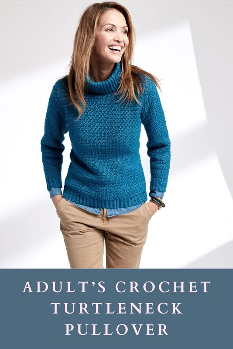 Crochet Chunky Turtleneck Sweater, Turtleneck Sweater Crochet Pattern, Free Crochet Turtleneck Sweater Pattern, Crochet Turtle Neck Sweater Pattern Free, Crochet Sleeveless Turtleneck, Roll Neck Sweater Pattern, Crochet Turtle Neck, Crochet Turtleneck Sweater, Crochet Turtleneck