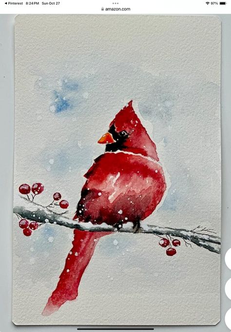 Zentangle Painting, Cardinal Watercolor, Bird Watercolor Art, Watercolor Scenery, Anime Drawing Sketches, Oil Painting Inspiration, Watercolor Birds, Watercolor Paintings For Beginners, Winter Watercolor