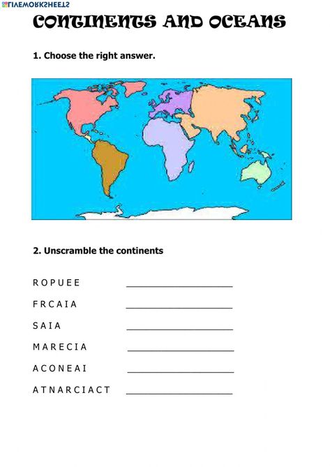 Oceans Worksheet, Oceans And Continents, Science Web, Telling Time Practice, Reading Pictures, Continents And Oceans, Nonrenewable Resources, Education Templates, Science Topics