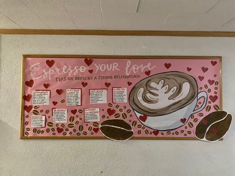 School Bulletin Boards Aesthetic, Ra Bulletin Board Ideas Spring, Ra Bulletin Boards Healthy Relationships, Floor Programs Ra, Ra Valentines Day Bulletin Boards, Ra Community Building Programs, Ra Welcome Bulletin Boards, Ra Program Ideas Activities Events, Resident Assistant Ideas