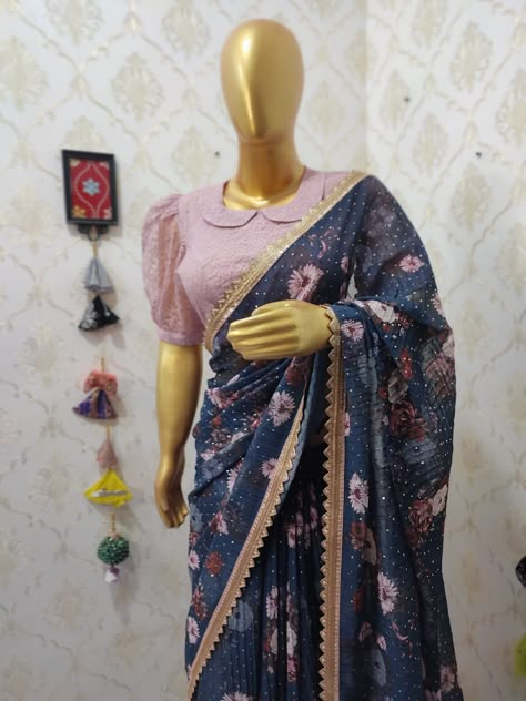 Fusion Blouse Designs, Colour Neck Blouse Designs, Blue Saree With Pink Blouse, Basic Blouse Designs, Ikat Blouse Designs, Floral Blouse Designs, Netted Blouse Designs, Long Blouse Designs, Best Blouse Designs