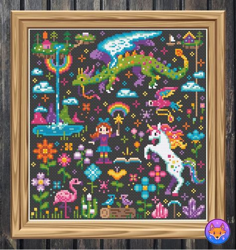 Nerdy Diy, Magic Nature, Nature Magic, Fantasy Cross Stitch, Magical Rainbow, Rainbow Magic, Modern Fantasy, Diy Stuff, Rainbow Unicorn