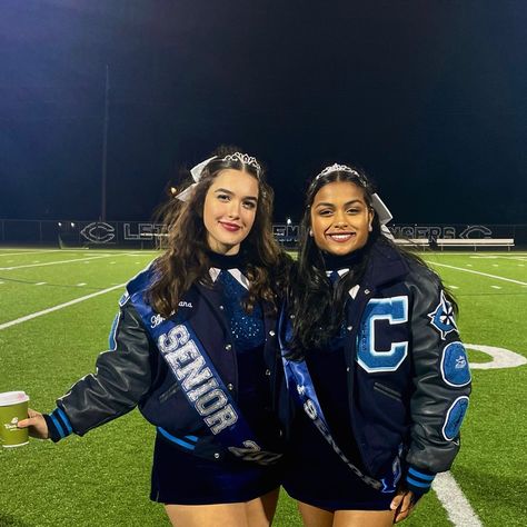 Senior Jacket Aesthetic, Senior Uniform Ideas, Highschool Varsity Jacket, High School Letterman Jacket Ideas, Highschool Cheer Uniforms, Cheer Letterman Jacket Ideas, Cheer Varsity Jackets, Cheer Captain Letterman Jacket, Varsity Jacket High School