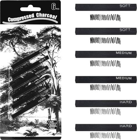 MyLifeUNIT Compressed Charcoal, Square Vine Charcoal Sticks for Drawing, Pack of 6 (2 Soft, 2 Medium and 2 Hard) : Amazon.ca: Home Compressed Charcoal, Ichigo Ichie, Square Drawing, Vine Charcoal, Charcoal Sticks, Amazon Prime, Vines, Square, Drawings