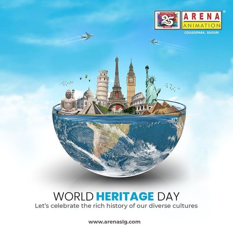 World Heritage Day Poster, World Heritage Day, Monument In India, Birthday Status, Heritage Day, World Map Decor, Join Hands, Graphic Design Company, Exhibition Booth Design