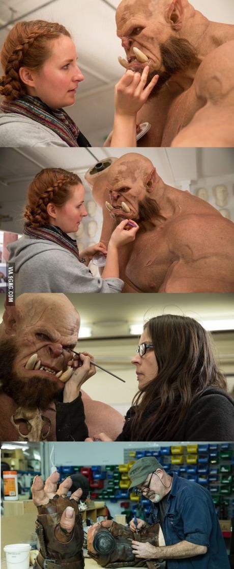 Warcraft Movie Behind the Scenes. Warcraft Orc, Creature Sculpture, Warcraft Movie, Movie Behind The Scenes, Funny Gaming Memes, Photos Rares, Gaming Gadgets, Movie Makeup, For The Horde