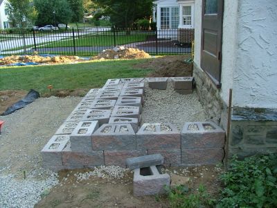 Paver Steps, Patio Stairs, Porch Stairs, Front Porch Steps, Front Door Steps, Cement Patio, Patio Steps, Stone Patio, Concrete Stairs