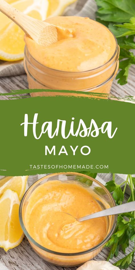 A creamy, spicy and slightly smoky mayonnaise that is delicious as a dip, spread or sauce. Harissa mayo combines spicy harissa paste and store-bought mayonnaise for a quick and easy condiment. Made with only four ingredients and ready in just 5 minutes, this flavourful mayo is delicious with your favourite appetizers or a spread on burgers and sandwiches. Flavoured Mayonnaise, Herb Mayonnaise Recipe, Curry Sauce Recipe Indian, Harissa Mayo, Mayonnaise Recipes, Herb Mayo, Savoury Sauces, Jerk Recipe, Harissa Recipes