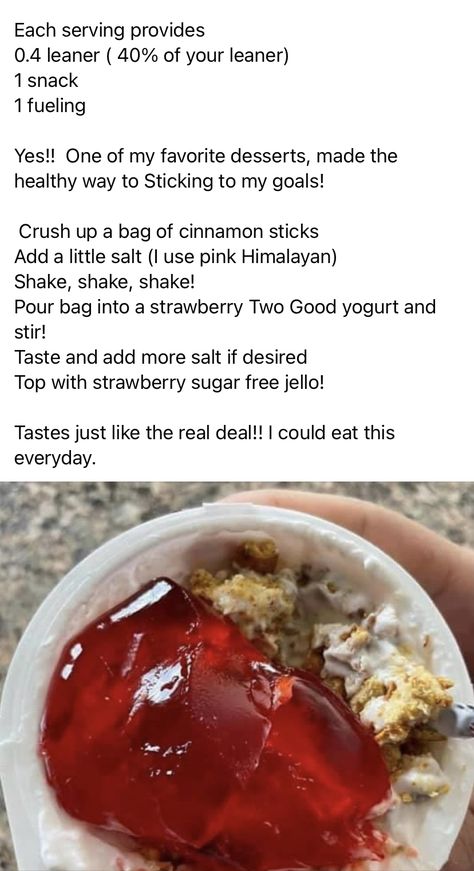 Optavia fueling hack Lean Snacks, Lean Dinners, Fueling Hacks, Medifast Recipes, Dessert Hacks, Lean Protein Meals, Strawberry Pretzel Salad, Snack Hacks, Sugar Free Jello