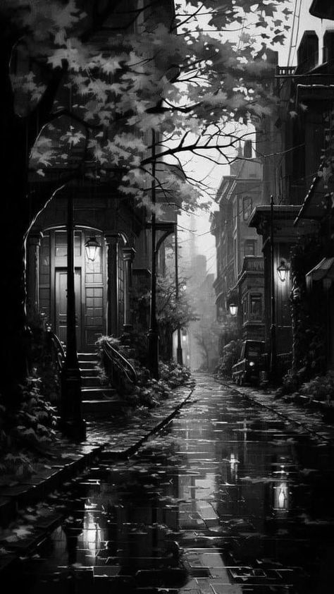 Ruelle Sombre, Scenery Black And White, Street Background, Dark Academia Wallpaper, Steampunk Aesthetic, Broken Screen Wallpaper, Anime Places, My Saves, African Paintings