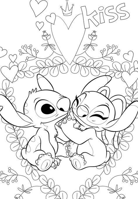 Stitch Coloring Pages For Kids, I Love You Coloring Pages, Coloring Pages Stitch, Creation Coloring Pages, Lilo And Stitch Characters, Super Mario Coloring Pages, Angel Coloring Pages, Stitch Coloring Pages, Hello Kitty Colouring Pages