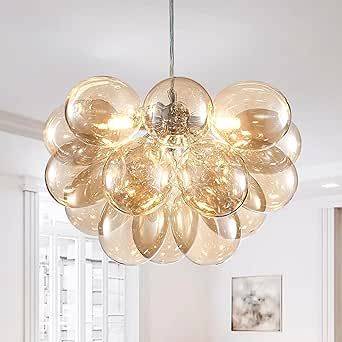 Longree Bubble Ball Chandelier, Dia 12 inch Blown Brown Glass Small Pendant Light Fixture for Bedroom Study Bathroom Light Fixtures For Bedroom, Art Deco Light Fixture, Globe Light Fixture, Glass Globe Chandelier, Ball Chandelier, Glass Chandeliers, Bubble Ball, Blown Glass Chandelier, Ball Pendant Lighting