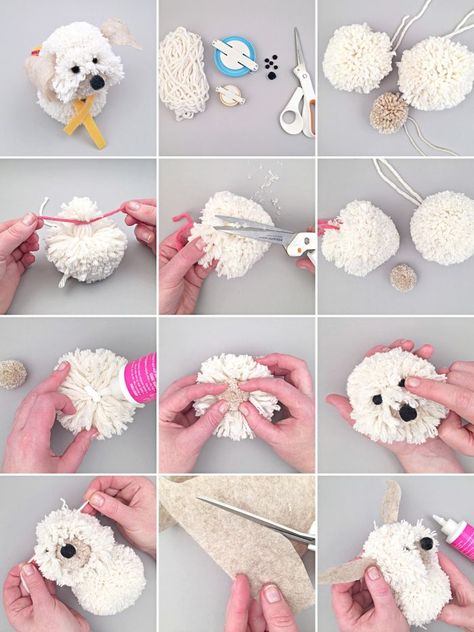 Wool Crafts Diy, Yarn Animals, Easy Yarn Crafts, Yarn Dolls, Diy Yarn Crafts, Yarn Pom Pom, Pom Pom Crafts, Easter Decorations Dollar Store, Easter Decorations Kids