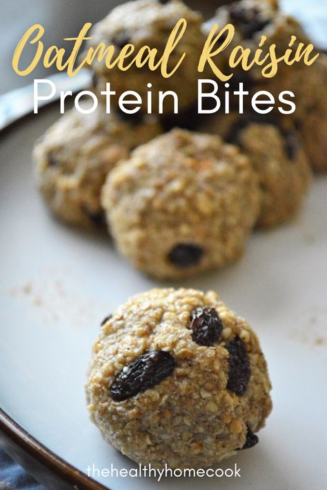 Protein powder has met it's new best friend in this recipe for Oatmeal Raisin Protein Bites! Protein Bites Recipe, Recipe For Oatmeal, Oatmeal Raisin Cookies Healthy, Oatmeal Raisin Cookie, Raisin Recipes, Raisin Cookie, Coconut Protein, Protein Oatmeal, Protein Treats