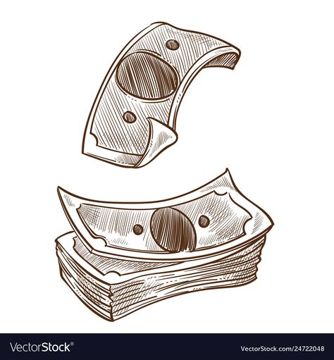 Stack Of Cash Drawing, Money Stack Drawing, Money Drawing Aesthetic, Money Aesthetic Drawing, Stack Of Money Drawing, Currency Drawing, Money Drawing Easy, Money Drawing Sketches, Money Illustration Art