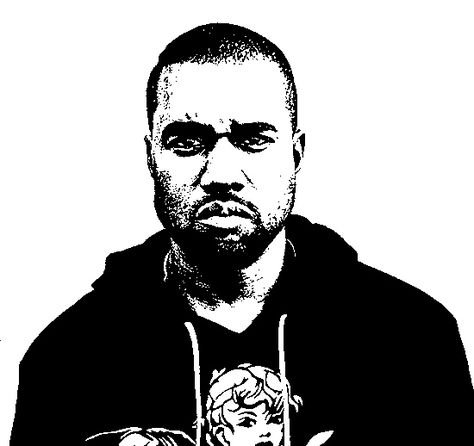 Kanye West Kanye West Black And White, Kanye West Sketch, Kanye Black And White, Threshold Poster, Kanye West Drawing, Teenager Dirtbag, Kanye Face, Kanye West Art, Stippling Art