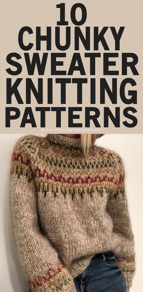 Chunky Knit Sweater Free Pattern, Hand Knit Chunky Sweater, Quick Knit Sweater Pattern, Knit Squares Sweater, Women Knitted Sweater, Wool Sweater Knitting Pattern, Free Chunky Knit Sweater Patterns, Free Cable Knit Sweater Pattern, Textured Sweater Knitting Pattern