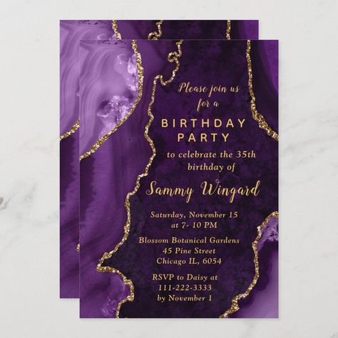 Purple Birthday Invitations, Happy 11th Birthday, 35th Wedding Anniversary, 16th Birthday Invitations, Sweet Sixteen Invitations, Purple Birthday, 35th Birthday, Wedding Anniversary Invitations, Sweet 16 Invitations