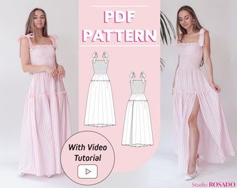 Feminine Sewing Patterns, Sun Dress Sewing Pattern, Easy Summer Dress Pattern, Free Dress Sewing Patterns, Pattern Design Dress, Summer Dress Patterns Free, Sewing Dress Patterns, Sun Dress Pattern, Dress Sewing Patterns Free