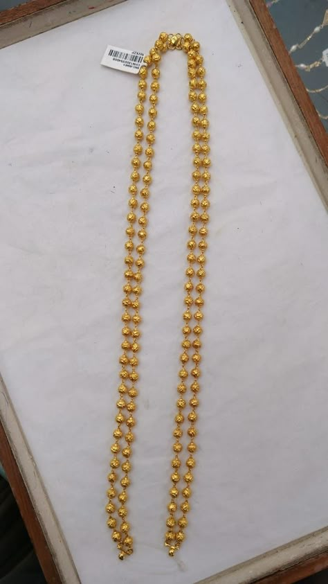 Gold Balls Haram Designs, Mohan Maal Gold, Mohanmala Gold Design, Mohan Mala Jewellery Gold, Gold Mala Designs, Latest Gold Design, Gold Mala, Beaded Wedding Jewelry, Gold Neck Chain