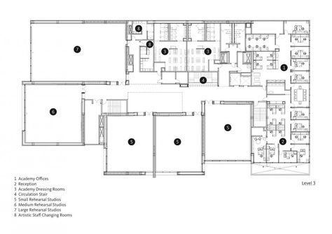 Houston Ballet Center for Dance, Gensler Architect, Houston Texas, 2010 Music School Plan, Dance Hall Architecture, Dance Studio Floor, School Floor Plan, Workshop Architecture, Ballet Room, Dance Studio Design, Houston Ballet, Studio Floor Plans