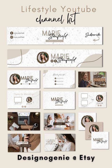 A Youtube channel's aesthetic and professional look make the viewers trust, love, and feel connected with the content. Our Youtube branding kit templates help you with that! You can edit the templates with the drag-and-drop feature of Canva. Our YouTube channel kit contains everything from editable banners to watermarks including intro, outro, content planner, keyword planner, and thumbnails! #minimalyoutubekit #youtubebrandingkit #youtubetemplates #youtubethumbnails #youtubebrandingminimalist Branding Kit Templates, Youtube Branding Kit, Youtube Branding, Online Planner, Youtube Banner Design, Shop Inspiration, Banner Design Inspiration, Trust Love, Youtube Success