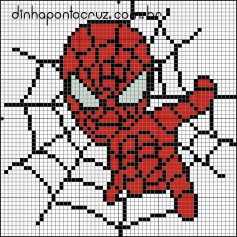 Spider Man Cross Stitch, Spiderman Cross Stitch, Spiderman Pixel Art, Art Spiderman, Fair Isle Chart, Spiderman Drawing, Graph Paper Drawings, Easy Pixel Art, Pixel Drawing