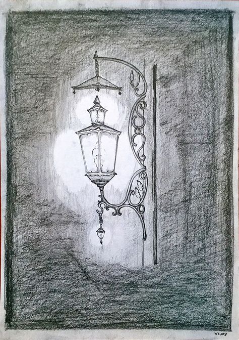 Victorian Lamp Drawing, Street Lights At Night Drawing, Street Light Sketch, Streetlight Drawing, Street Lamp Tattoo, Lamp Sketch, Lights Drawing, Cat Exam, Background Night