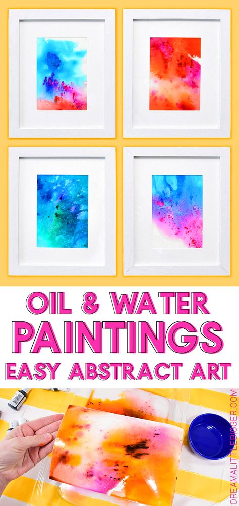 Diy Art Pieces, Abstract Art For Kids, Easy Abstract Art, Water Paintings, Water Abstract, Oil And Water, Cute Dorm Rooms, Art Camp, Water Painting