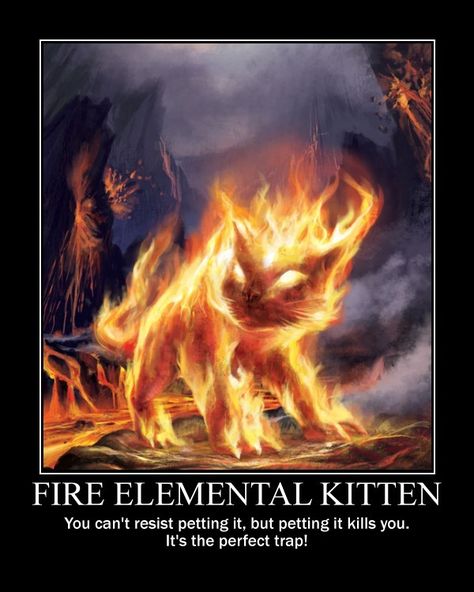 Fire Elemental Kitten by The Tygre Fire Creatures Mythical, Fire Cat Fantasy Art, Wildfire Spirit Dnd, Fantasy Fire Creatures, Fire Creature Art, Wildfire Druid Aesthetic, Fire Monster Art, Wildfire Spirit, Wildfire Druid