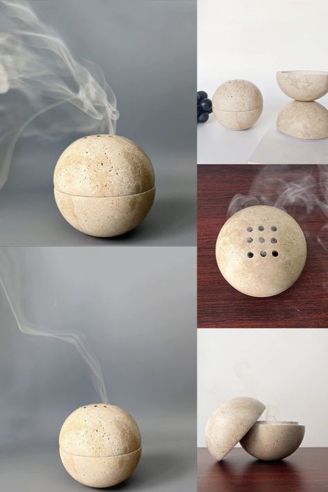 Decorative Room, Incense Burner Holder, Cement Diy, Ceramic Incense Holder, Diy Plant Hanger, Diy Ceramic, Travertine Stone, Art Decor Diy, Coffee Shop Design