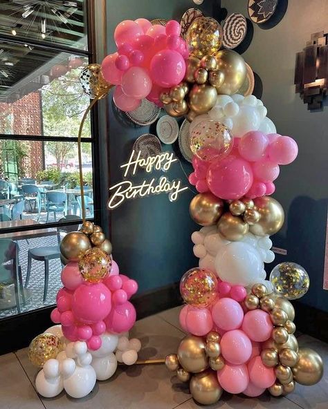 Rose gold balloon arch